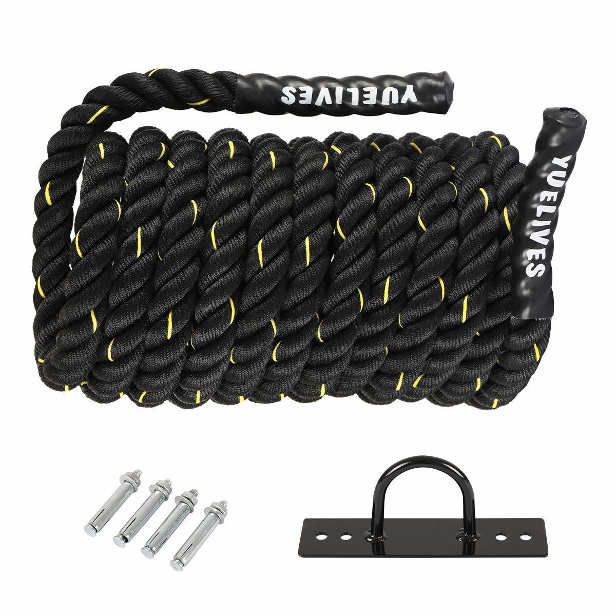 YUELIVES Battle Ropes with Anchor Kit, 1.5/2 Inch Full Body Workout