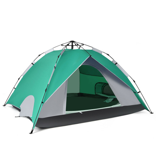 2-in-1 4 Person Instant Pop-up Waterproof Camping Tent-Green - Appravo