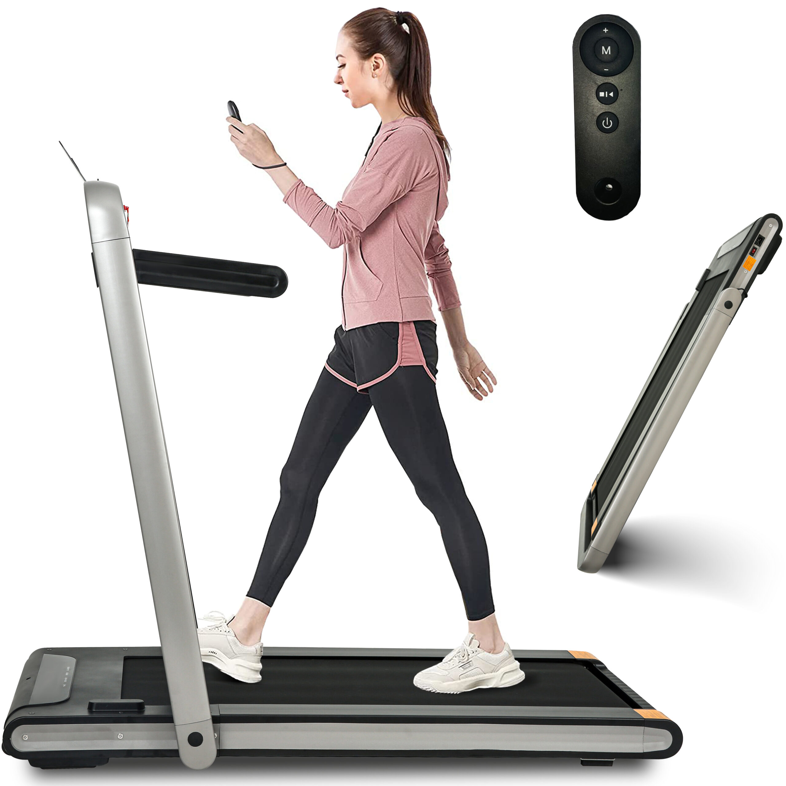 Jog Machine 2 in 1 Under Desk Treadmill, 2.5HP Folding Electric Treadmill Walking ...